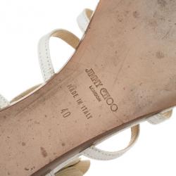 Pre Owned Jimmy Choo Cream Leather 'Oxide' Gladiator Sandals Size 40