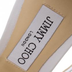 Pre Owned Jimmy Choo White Leather Lana T Strap Peep Toe Sandals Size 40