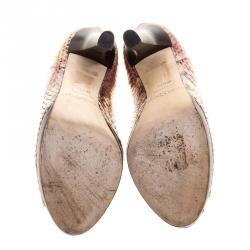 Pre Owned Jimmy Choo Two Tone Python Leather Proud Peep Toe Platform Pumps Size 35.5