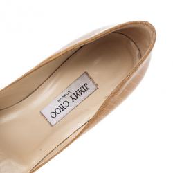 Pre Owned Jimmy Choo Tan Lizard Embossed Leather Gilbert Pumps Size 39