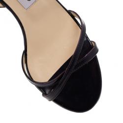 Pre Owned Jimmy Choo Navy Patent Leather India Slingback Sandals Size 38.5