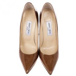 Pre Owned Jimmy Choo Brown Patent Anouk Pointed Toe Pumps Size 39.5