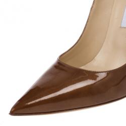 Pre Owned Jimmy Choo Brown Patent Anouk Pointed Toe Pumps Size 39.5