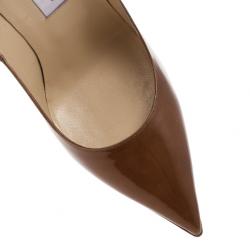 Pre Owned Jimmy Choo Brown Patent Anouk Pointed Toe Pumps Size 39.5