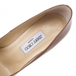 Pre Owned Jimmy Choo Brown Patent Anouk Pointed Toe Pumps Size 39.5