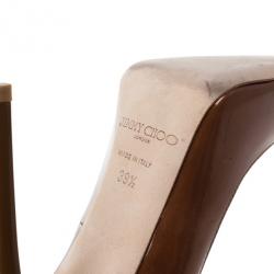 Pre Owned Jimmy Choo Brown Patent Anouk Pointed Toe Pumps Size 39.5