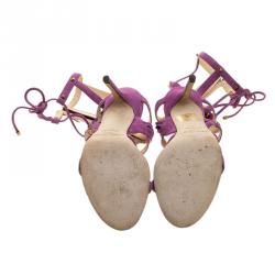 Pre Owned صندل غلادياتور جيمي تشو سويدي بنفسجي برباط كعب عالي مقاس 38