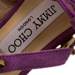 Pre Owned صندل غلادياتور جيمي تشو سويدي بنفسجي برباط كعب عالي مقاس 38