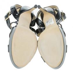 مملوكة مسبقًا Jimmy Choo Black Patent Vamp Platform Sandals Size 36