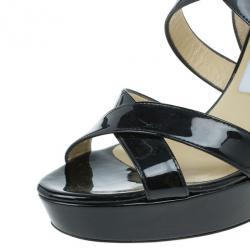 مملوكة مسبقًا Jimmy Choo Black Patent Vamp Platform Sandals Size 36