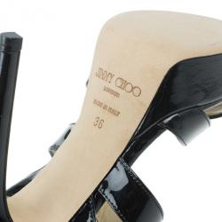 مملوكة مسبقًا Jimmy Choo Black Patent Vamp Platform Sandals Size 36