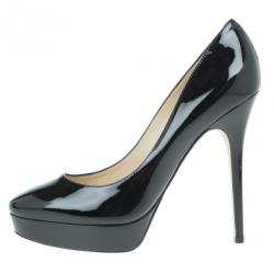 مملوكة مسبقًا Jimmy Choo Black Patent Cosmic Platform Pumps Size 40