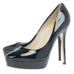 مملوكة مسبقًا Jimmy Choo Black Patent Cosmic Platform Pumps Size 40