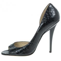 مملوكة مسبقًا Jimmy Choo Black Croc Embossed Leather D'orsay Pumps Size 39.5