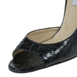 مملوكة مسبقًا Jimmy Choo Black Croc Embossed Leather D'orsay Pumps Size 39.5
