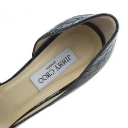 مملوكة مسبقًا Jimmy Choo Black Croc Embossed Leather D'orsay Pumps Size 39.5
