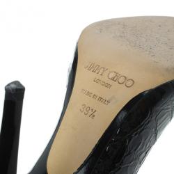 مملوكة مسبقًا Jimmy Choo Black Croc Embossed Leather D'orsay Pumps Size 39.5