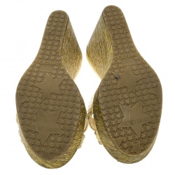Pre Owned Jimmy Choo Yellow Python Leather Perfume Cork Wedge Slides Size 36