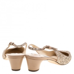 Pre Owned Jimmy Choo Pale Pink Coarse Glitter Gemma Sling Back Pointed Toe Sandals Size 38