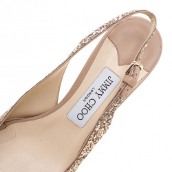 Pre Owned Jimmy Choo Pale Pink Coarse Glitter Gemma Sling Back Pointed Toe Sandals Size 38