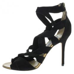 Pre Owned Jimmy Choo Black Suede ‘Kami’ Knotted Sandals Size 40