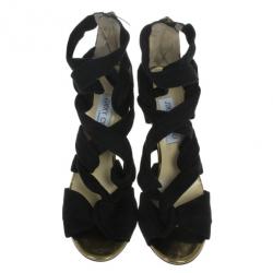 Pre Owned Jimmy Choo Black Suede ‘Kami’ Knotted Sandals Size 40