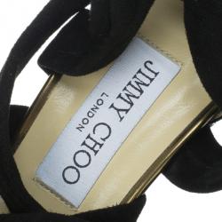 Pre Owned Jimmy Choo Black Suede ‘Kami’ Knotted Sandals Size 40