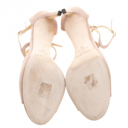 Pre Owned Jimmy Choo Beige Suede Lane Ankle Strap Peep Toe Sandals Size 38