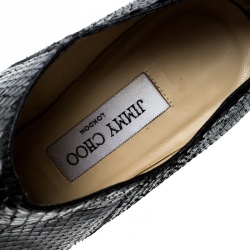 Pre Owned بوت جيمي تشو جلد ثعبان أسود نعل سميك مقاس 37