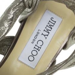مملوكة مسبقًا Jimmy Choo Metallic Suede Knotted Kemble Sandals Size 38 .5