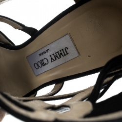 مملوكة مسبقًا بوت جيمي تشو إيميلي جلد أسود لامع نعل سميك روكي مقاس 38.5