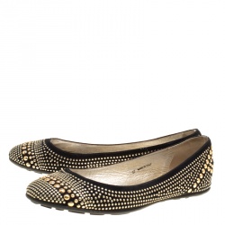 Pre Owned Jimmy Choo Black Suede Welda Studded Ballet Flats Size 37
