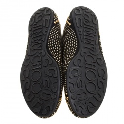 Pre Owned Jimmy Choo Black Suede Welda Studded Ballet Flats Size 37