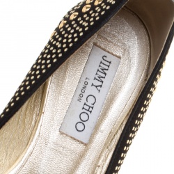 Pre Owned Jimmy Choo Black Suede Welda Studded Ballet Flats Size 37