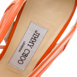 Pre Owned Jimmy Choo Orange Leather Open Toe Caged Sandals Size 36