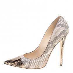 مملوكة مسبقًا Jimmy Choo Beige Python Abel Pointed Pumps Size 39.5
