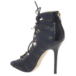 مملوكة مسبقًا Jimmy Choo Feline Snakeskin Lace-up Sandals Size 38.5