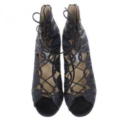مملوكة مسبقًا Jimmy Choo Feline Snakeskin Lace-up Sandals Size 38.5