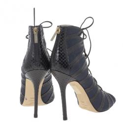 مملوكة مسبقًا Jimmy Choo Feline Snakeskin Lace-up Sandals Size 38.5