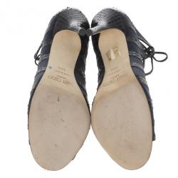 مملوكة مسبقًا Jimmy Choo Feline Snakeskin Lace-up Sandals Size 38.5