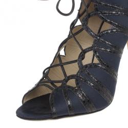 مملوكة مسبقًا Jimmy Choo Feline Snakeskin Lace-up Sandals Size 38.5