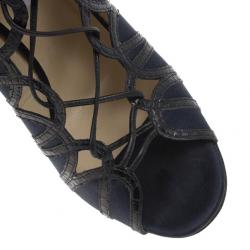 مملوكة مسبقًا Jimmy Choo Feline Snakeskin Lace-up Sandals Size 38.5