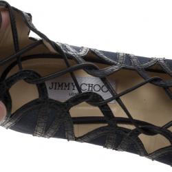 مملوكة مسبقًا Jimmy Choo Feline Snakeskin Lace-up Sandals Size 38.5