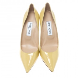 Pre Owned Jimmy Choo Butter Yellow Patent Leather Anouk Pointed Toe Pumps Size 38