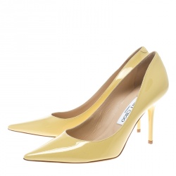 Pre Owned Jimmy Choo Butter Yellow Patent Leather Anouk Pointed Toe Pumps Size 38