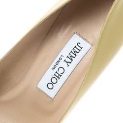Pre Owned Jimmy Choo Butter Yellow Patent Leather Anouk Pointed Toe Pumps Size 38