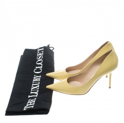 Pre Owned Jimmy Choo Butter Yellow Patent Leather Anouk Pointed Toe Pumps Size 38