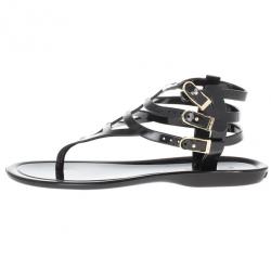 مملوكة مسبقًا Jimmy Choo Black Jelly Margot Gladiator Sandals Size 39