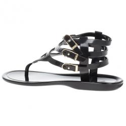 مملوكة مسبقًا Jimmy Choo Black Jelly Margot Gladiator Sandals Size 39