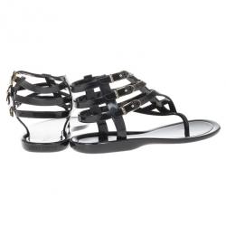 مملوكة مسبقًا Jimmy Choo Black Jelly Margot Gladiator Sandals Size 39